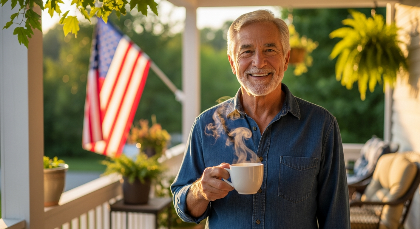 Image of a mature man looking energetic and confident